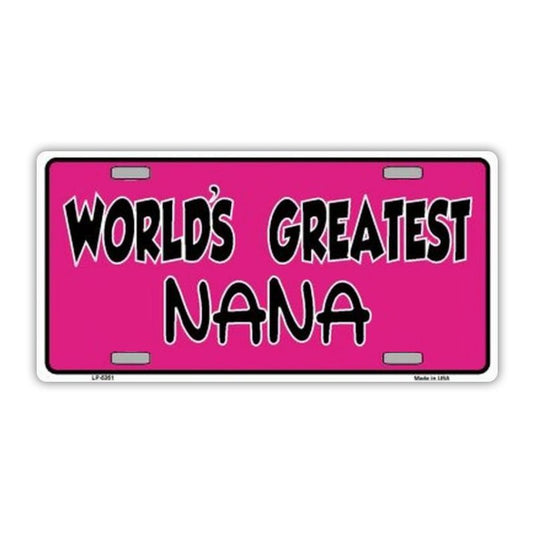 License Plate, Metal Vanity Tag Cover, World's Greatest Nana (Grandma), 12