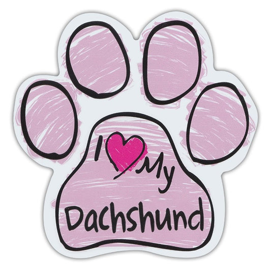 Magnet, Dog Paw, Pink Scribble, I Love My Dachshund, 5.5