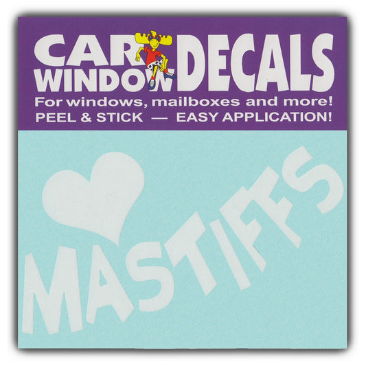 Decal, Window Decal, I Love Mastiffs, 4.5