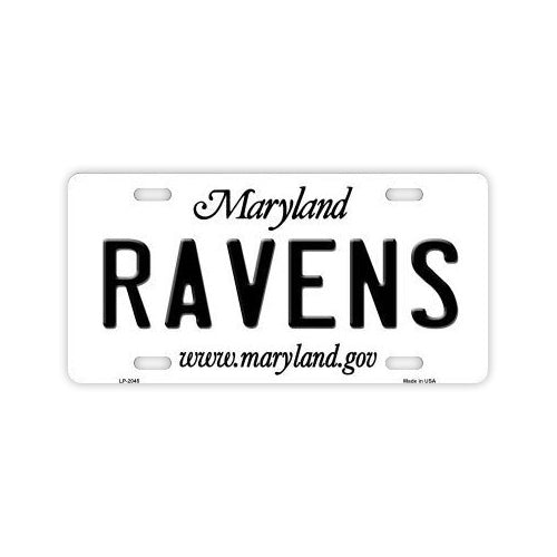 License Plate, Metal Vanity Tag Cover, Baltimore Ravens, 12