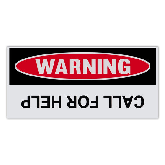 Sticker, Funny Warning Sticker, Call For Help (Upside Down), 6