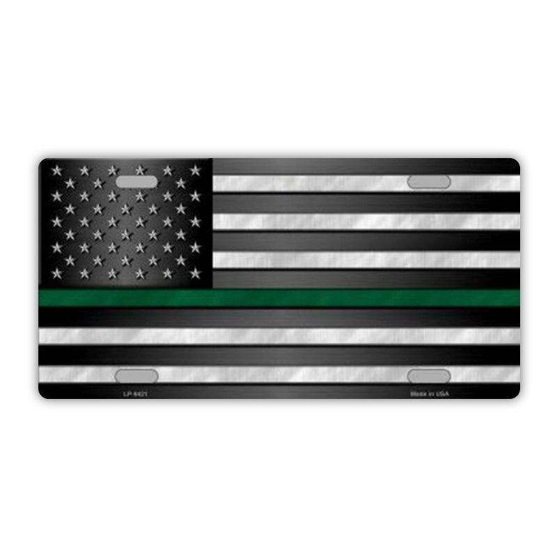 United States Flag Thin Green Line, Border Patrol Plate