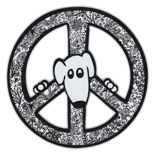 Magnet, Peace Sign, Black and White Art, 4.75