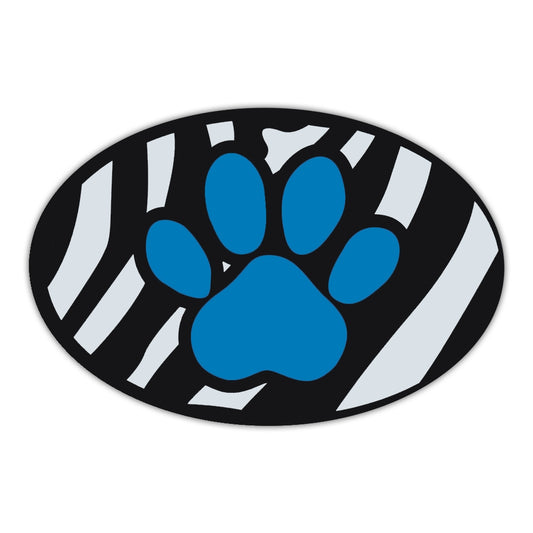 Magnet, Oval, Blue Dog Paw (Zebra Stripes), 6