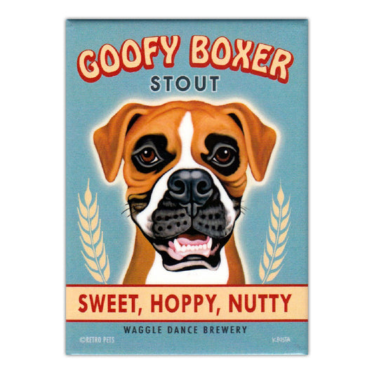 Magnet, Refrigerator Magnet, Goofy Boxer Stout, 2.5