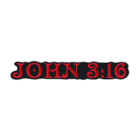 Patch, Embroidered Patch, John 3:16, Red, 6