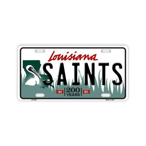 License Plate, Metal Vanity Tag Cover, New Orleans Saints, 12