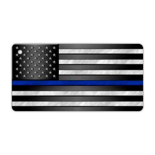 Keychain, Metal, Thin Blue Line United States Flag (Police Department), 3