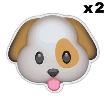 Window Decals, 2-Pack, Cute Dog Face Emoji, 4.25