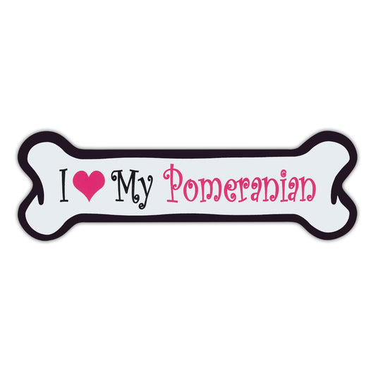 Magnet, Pink Dog Bone Magnet, I Love My Pomeranian, 7