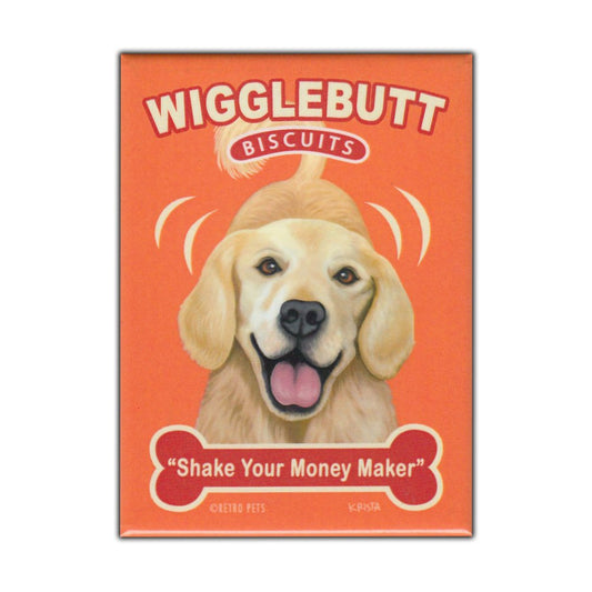 Magnet, Refrigerator Magnet, Wigglebutt Biscuits, Golden Retriever Dog, Vintage Advertising Art, 2.5