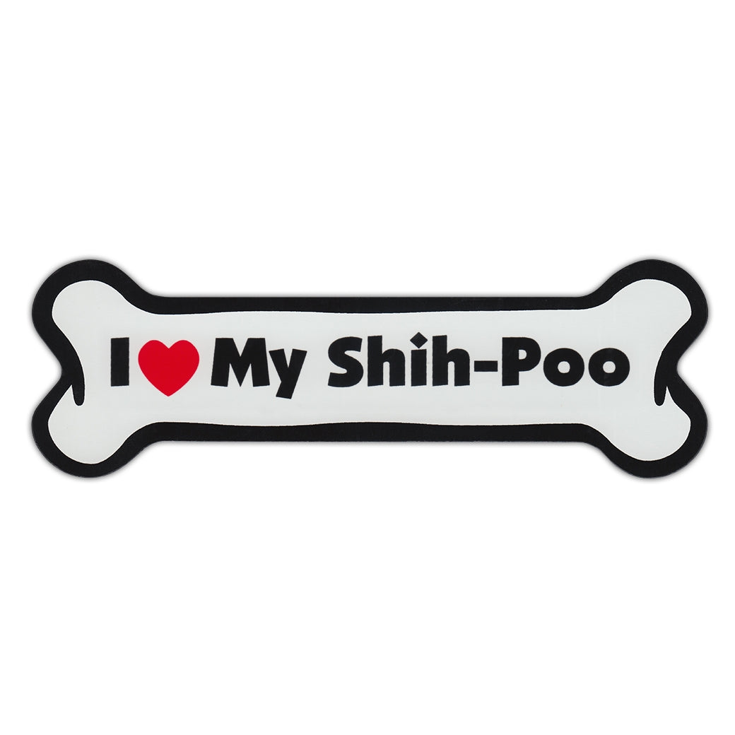 Dog Bone Magnet - I Love My Shih-Poo