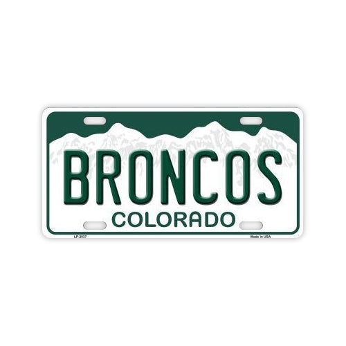 License Plate, Metal Vanity Tag Cover, Denver Broncos, 12