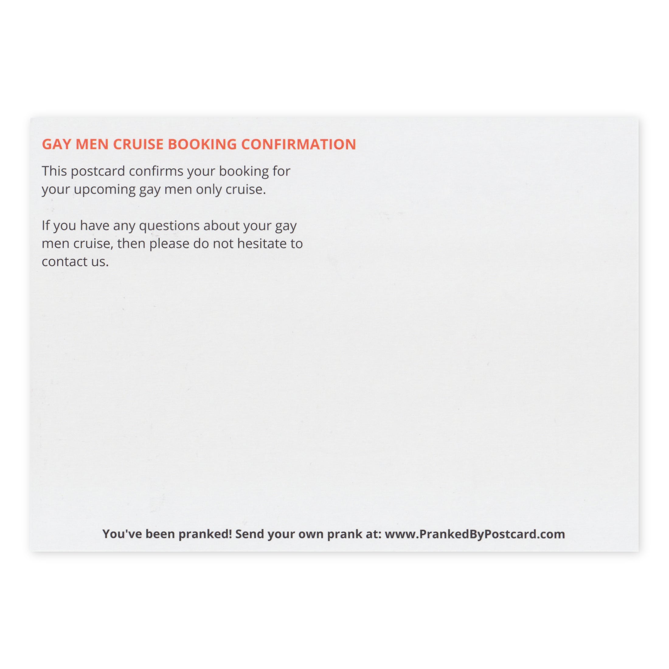 Prank Postcards (25-Pack, Gay Cruise) - Back