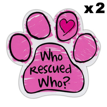 Window Decals, 2-Pack, Who Rescued Who?, Pink, 4.25