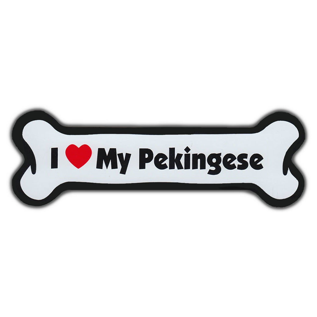 Dog Bone Magnet - I Love My Pekingese