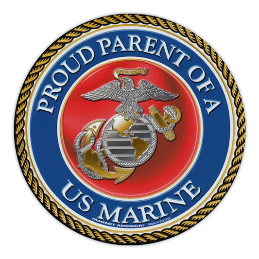 Magnet, Round, Proud Parent of a Marine, 5