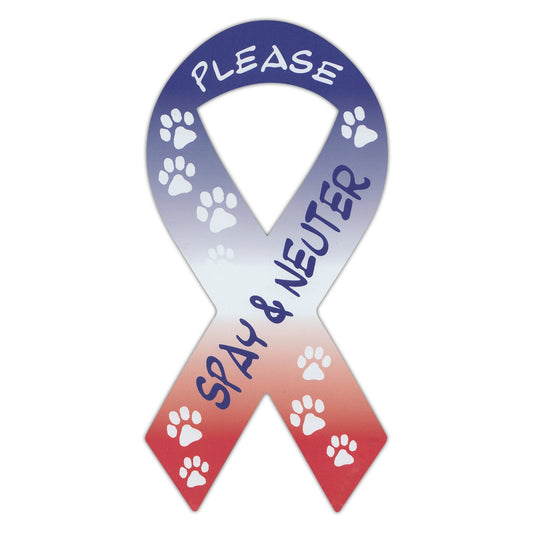 Magnet, Ribbon, Please Spay & Neuter (Red, White and Blue), 4