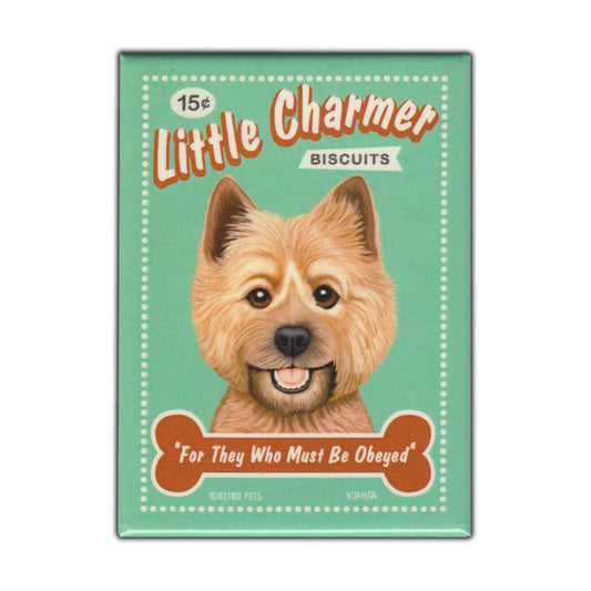 Magnet, Refrigerator Magnet, Little Charmer Biscuits, Cairn Terrier Dog, Vintage Advertising Art, 2.5