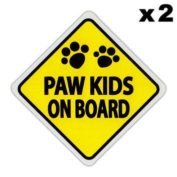 Window Decals, 2-Pack, Caution Paw Kids On Board, 3