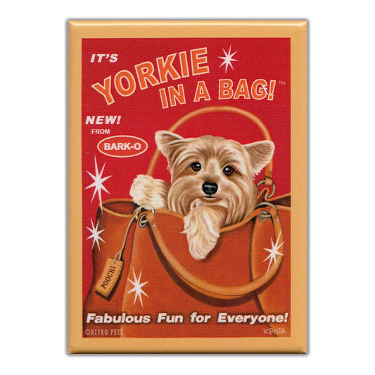 Magnet, Refrigerator Magnet, Yorkie In A Bag, 2.5