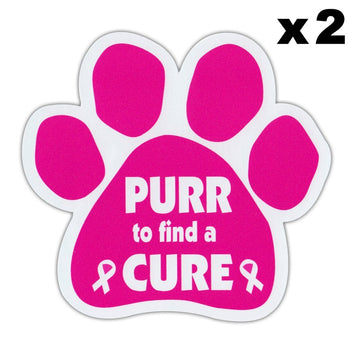 Window Decals, 2-Pack, Purr To Find A Cure (Breast Cancer Awareness), 4.5