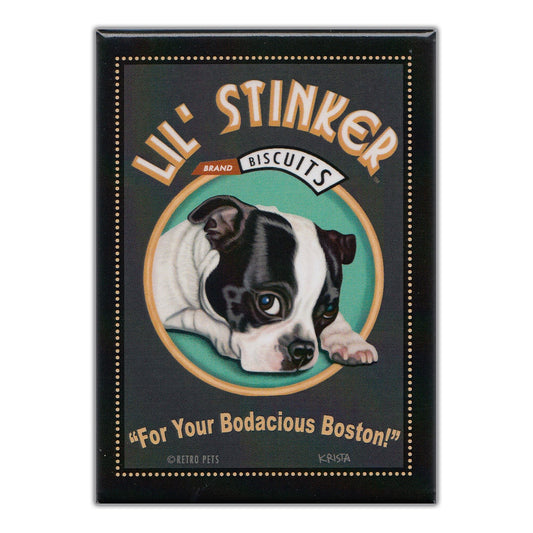 Magnet, Refrigerator Magnet, Lil' Stinker Biscuits, Boston Terrier, 2.5