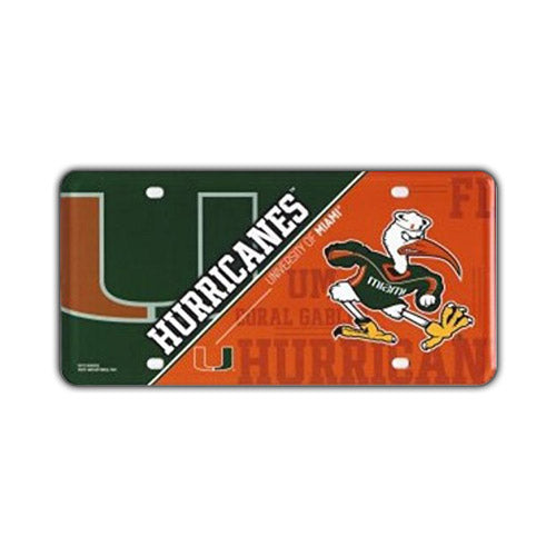License Plate, Metal Vanity Tag Cover (Embossed), University of Miami, 12