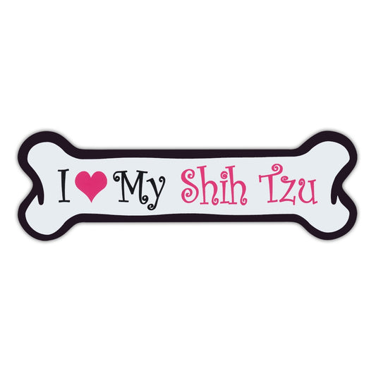 Magnet, Pink Dog Bone Magnet, I Love My Shih Tzu, 7