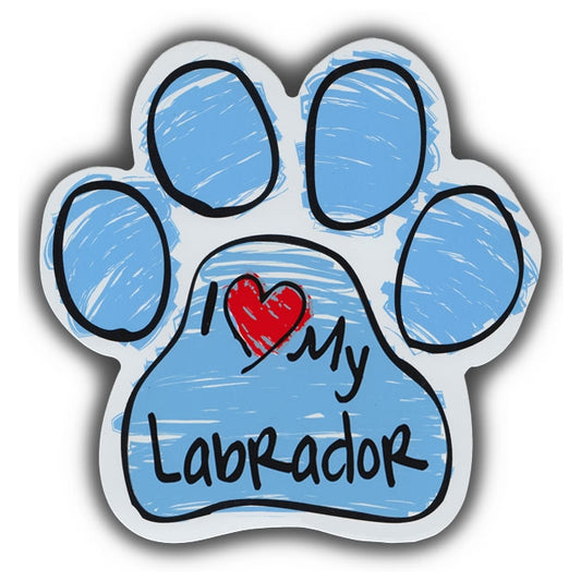 Magnet, Dog Paw, Blue Scribble, I Love My Labrador Retriever, 5.5