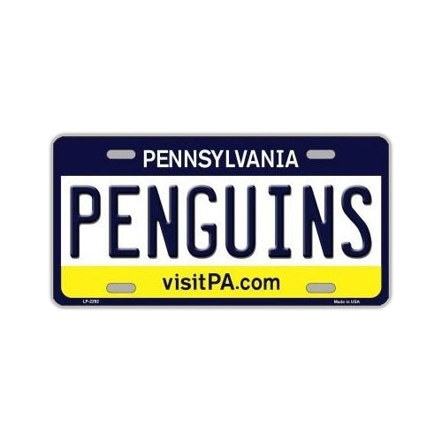License Plate, Metal Vanity Tag Cover, Pittsburgh Penguins, 12
