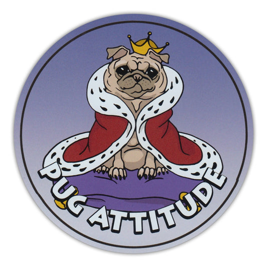 Magnet, Round, Pug Attitude, 4.75