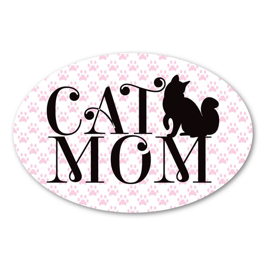 Magnet, Oval Magnet, Cat Mom, Cat Silhouette, 6