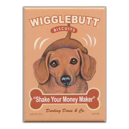 Magnet, Refrigerator Magnet, Wigglebutt Biscuits, Shake Your Money Maker, Dachshund, 2.5
