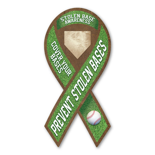Magnet, Ribbon Shaped Magnet, Prevent Stolen Bases, Stolen Base Awareness, Baseball, Humor, 3.75