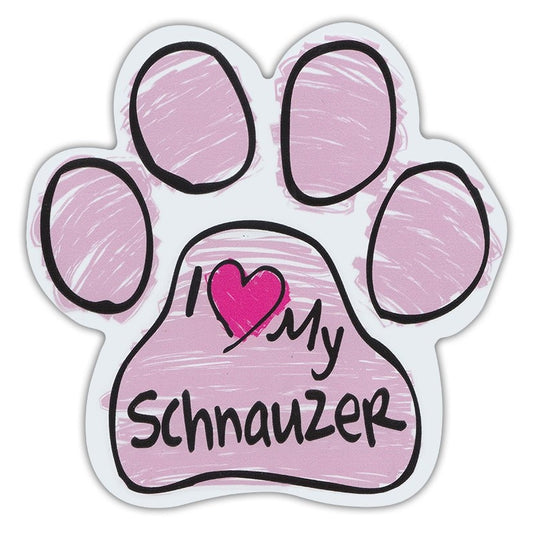 Magnet, Dog Paw, Pink Scribble, I Love My Schnauzer, 5.5