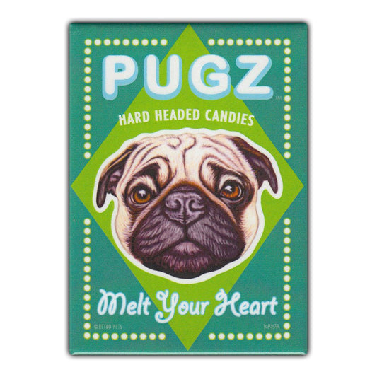 Magnet, Refrigerator Magnet, Pugz Hard Headed Candies, Pug, 2.5
