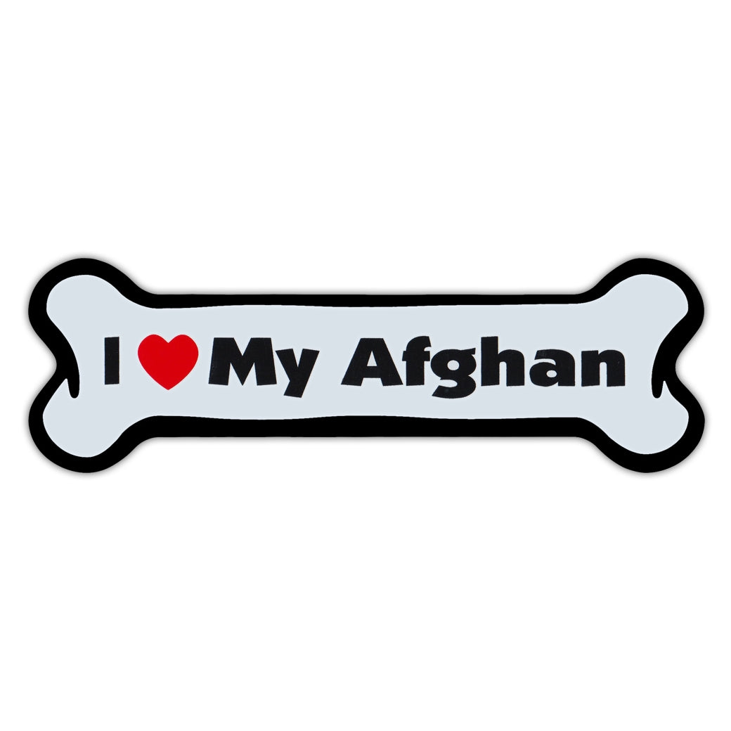 Dog Bone Magnet - I Love My Afghan