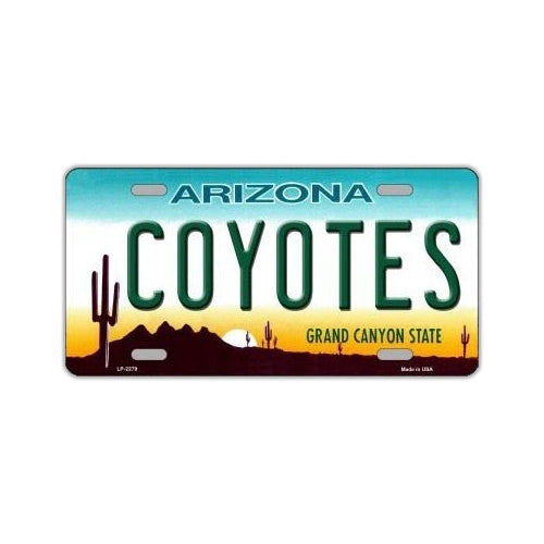License Plate, Metal Vanity Tag Cover, Arizona Coyotes, 12