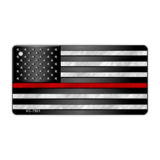 Keychain, Metal, Thin Red Line United States Flag (Fire Department), 3