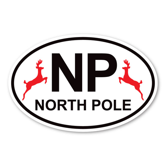 Magnet, Oval Magnet, NP North Pole Reindeer, Euro Style, 6.5