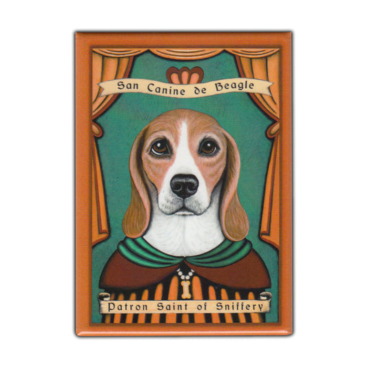 Magnet, Refrigerator Magnet, Patron Saint Dog Series, Beagle, Vintage Advertising Art, 2.5