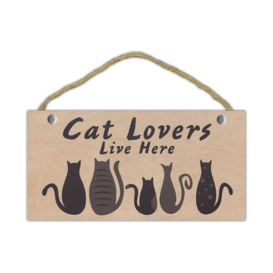 Sign, Wood, Cat Lovers Live Here, 10