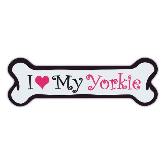 Magnet, Pink Dog Bone Magnet, I Love My Yorkie, 7