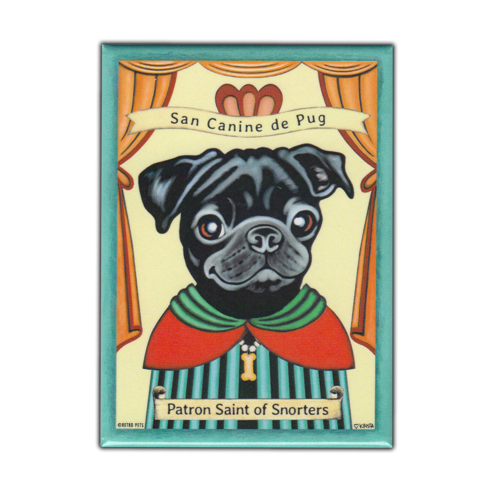 Refrigerator Magnet - Patron Saint Dog Series, Pug (Black)