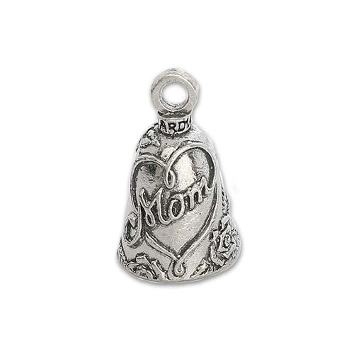 Guardian Bell, Metal, Mom Stylized Heart, Motorcycle Good Luck Bell, .75