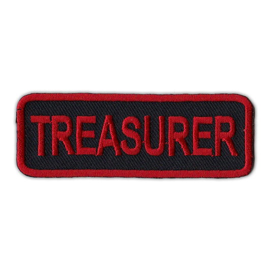 Patch, Embroidered Patch, Treasurer Club Patch, Red/Black, 3
