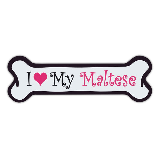 Magnet, Pink Dog Bone Magnet, I Love My Maltese, 7