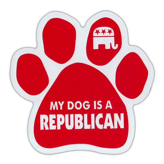 Magnet, Dog Paw, My Dog is a Republican (Red, Elephant Graphic), 5.5
