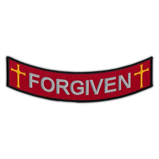 Patch, Embroidered Patch, Forgiven w/Crosses, Bottom Rocker Back Patch, 10